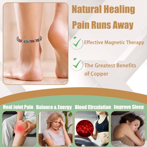 MagVIVACE Copper Anklet for Women for Arthritis and Joint, Magnetic Therapy Ankle Bracelet, Jewelry Gift MagVIVACE