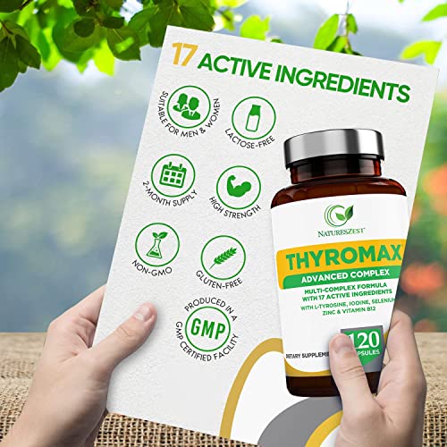 Natures Zest Thyroid Support Supplement for Women & Men - 120 Vegan Capsules Natures Zest