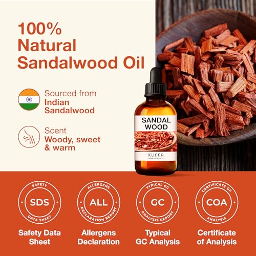 Kukka Sandalwood Essential Oils for Diffuser - 100% Natural Sandalwood Oil - Sandalwood Essential Oil KUKKA essential oils