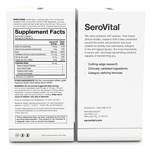SeroVital Hair Regeneres - Formulated For Women Seeking Enhanced Hair Growth Serovital