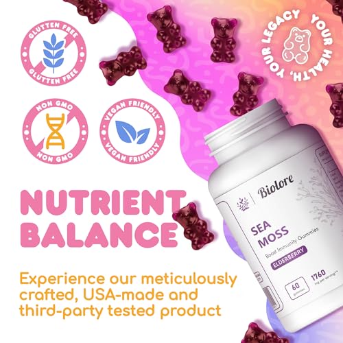 Biolore Sea Moss Gummies with Elderberry, Contains Irish Sea Moss, Organic Extract Biolore
