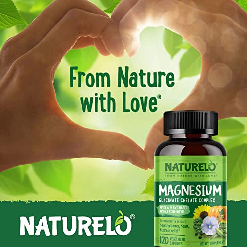 NATURELO Magnesium Glycinate Chelate Complex - 200 mg Magnesium with Organic NATURELO