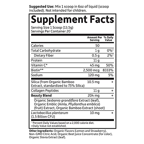 Garden of Life Grass Fed Collagen Beauty - Strawberry Lemonade, 20 Servings - Collagen Garden of Life