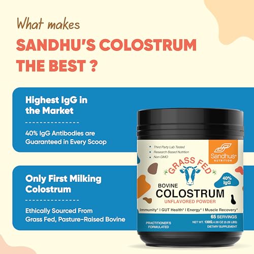 Sandhu's Pure Bovine Colostrum Powder Supplement for Humans |𝟰𝟬% 𝗜𝗴𝗚 Highly Sandhu's