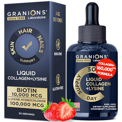 Liquid Collagen Peptides with Biotin and Lysine - Max Hair Skin and Nails Liquid Collagen 