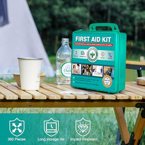 General Medi 360 Pieces Hardcase First Aid Kit - Comprehensive Large First Aid Box General Medi