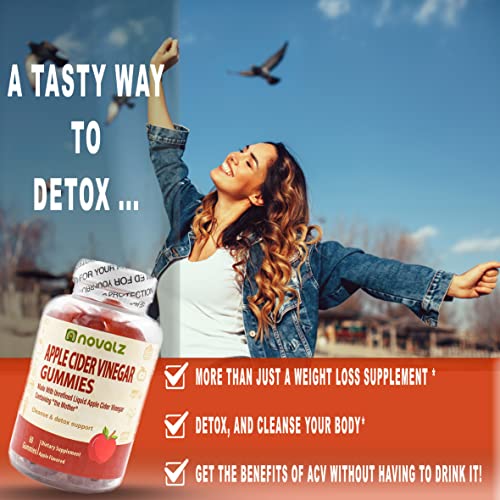 NOVALZ Apple Cider Vinegar Gummies for Weight Control, Detox, & Cleanse, 500mcg ACV NOVALZ