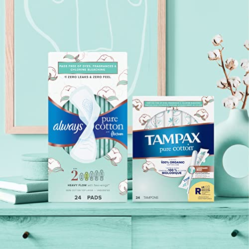 TAMPAX Pure 100% Organic Cotton Core Super Absorbency Tampons - 24 ct Tampax