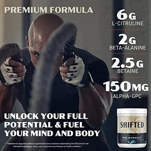 SHIFTED Premium Pre Workout Powder, Energy & Focus Supplement with Creatine Monohydrate SHIFTED