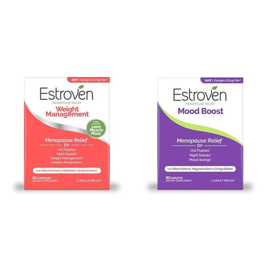 Estroven Weight Management for Menopause Relief - 30 Ct. & Mood Boost for Menopause Relief - 30 Ct