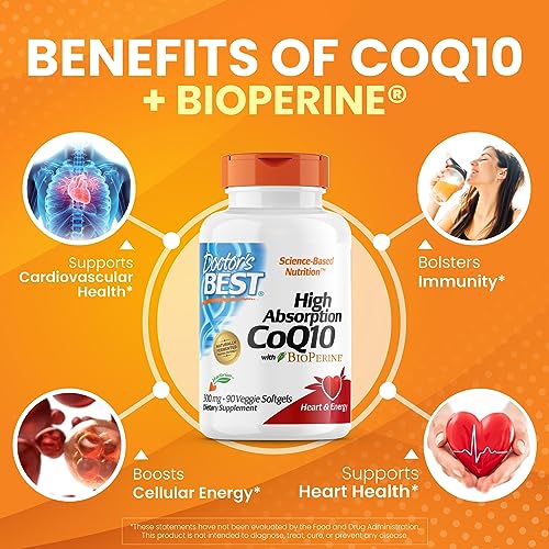 Doctor's Best High Absorption CoQ10 with BioPerine, Heart Health & Energy Production Doctor's BEST
