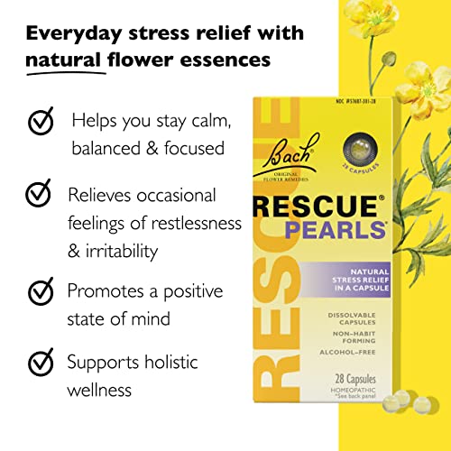 Bach RESCUE PEARLS, Natural Orange Vanilla Flavor, Natural Stress Relief, Homeopathic Flower Essence RESCUE