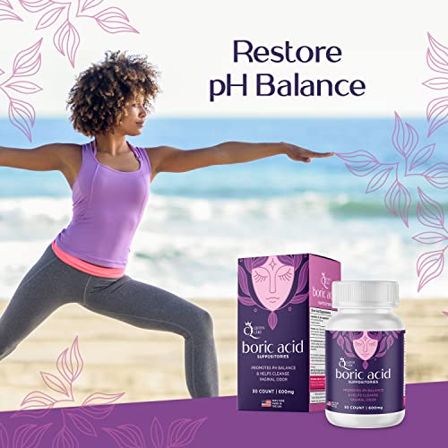 Queen Care - Boric Acid Suppositories, Boric Acid Suppositories for Feminine Care, Safe & All-Natural pH Queen Care