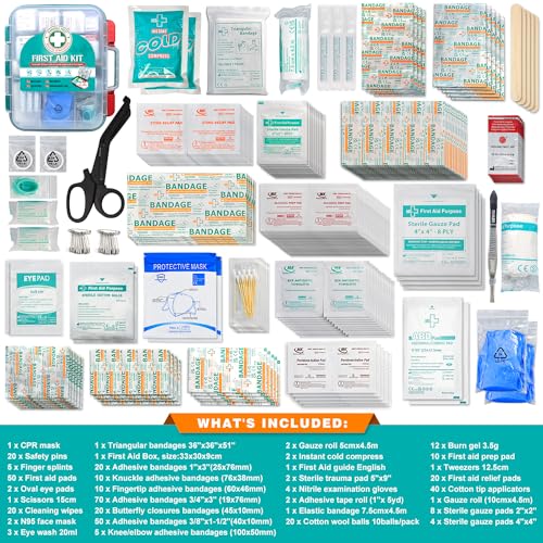 General Medi 420 Pieces Professional First Aid Kit - HardCase First Aid Box - Contains General Medi