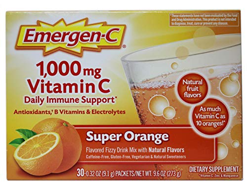 Emergen-C Super Orange Vitamin C - 30 Count (Pack of 4) (Packaging may vary) Emergen-C
