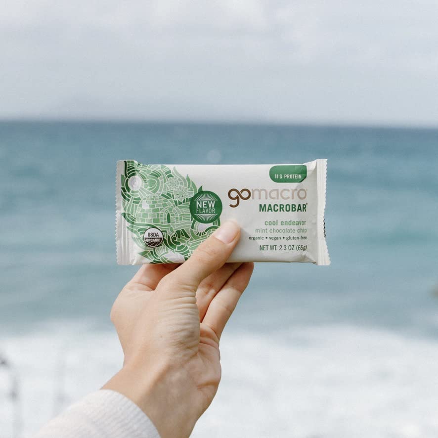 GoMacro MacroBar Organic Vegan Protein Bars - Mint Chocolate Chip, 2.3 Ounce Bars GoMacro