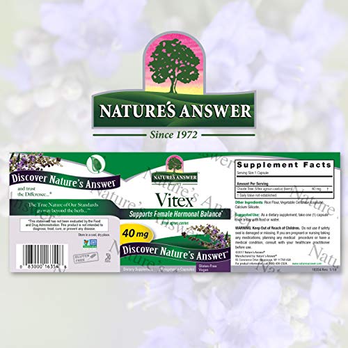 Nature's Answer Vitex Angus Castus Supplement 40 mg Capsules 90 Count Nature's Answer