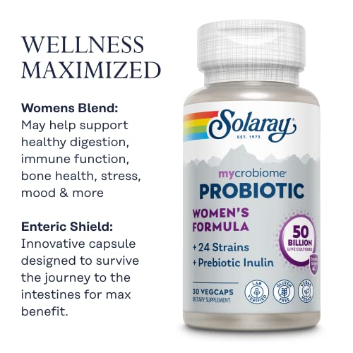 SOLARAY Mycrobiome Probiotic Women’s Formula, 24 Strains Plus Prebiotic Inulin SOLARAY