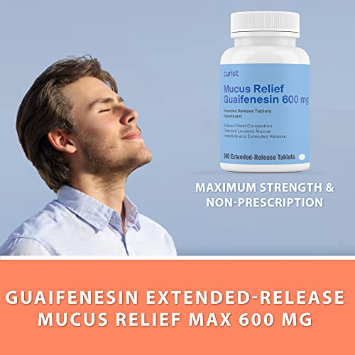 Curist Guaifenesin 600 mg Extended Release Tablets (300 Dye-Free Tablets) - Expectorant Curist
