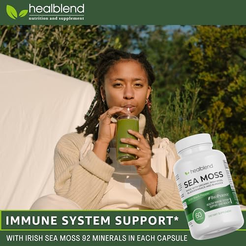 healblend Organic Irish Moss, Bladderwrack, Burdock, & BioPerine - 1405mg with Black Pepper healblend