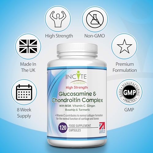 Glucosamine and Chondroitin High Strength Complex with MSM, Vitamin C, Ginge Incite Nutrition