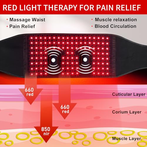 TUOYR Cordless Red Light Therapy Belt for Back Pain Relief with 10000mAH Power Bank TUOYR