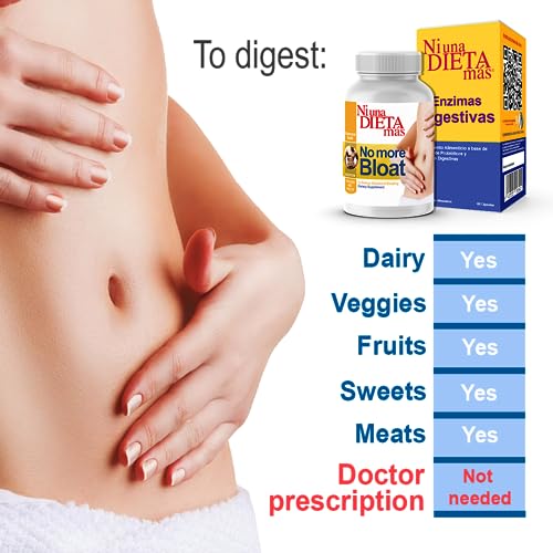 Reduce Abdominal Bloating - Digestive Enzymes for Multiple Foods Ni una dieta más