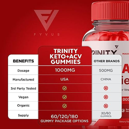 (3 Pack) Trinity Keto, Trinity Keto ACV Gummies - Trinity Keto ACV Gummies Advanced Apple