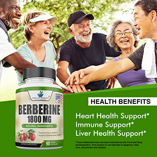 Berberine 1800mg Per Serving, Berberine Supplement, Berberine HCL, Berberine Pills American Standard Supplements