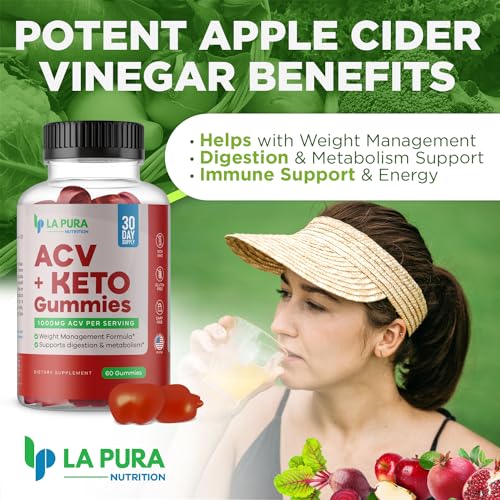 LaPura ACV 1000 mg + Keto Gummies for Weight Loss, 60 Gummies - 1000 mg Apple Cider LaPura