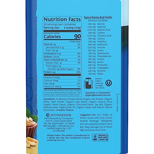 Sunwarrior Vegan Protein Powder Organic Plant-Based Protein | BCAA Amino Acids Hemp Sunwarrior