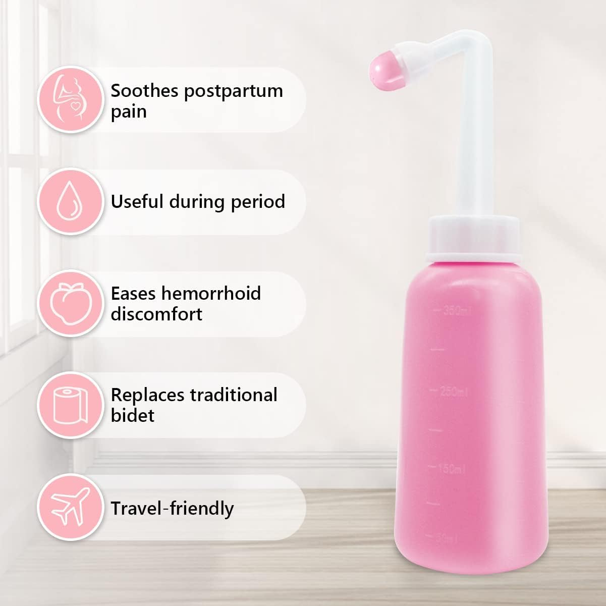 Premium Peri Bottle for Postpartum Care | Upside Down Peri Bottle, Dermoplast Spray Showvigor