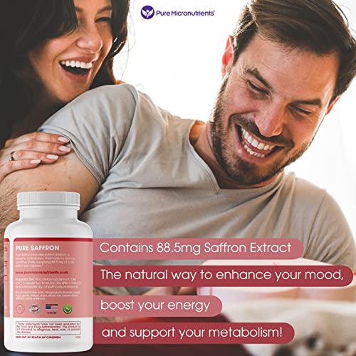 Saffron Supplements - 100% Pure Saffron Extract Capsules - Boost Energy & Mood Pure Micronutrients