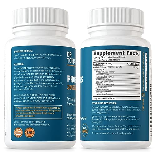 Dr. Tobias Probiotics 30 Billion, 10 Strains, 30 Billion CFU's, Targeted Release Probiotics Dr. Tobias
