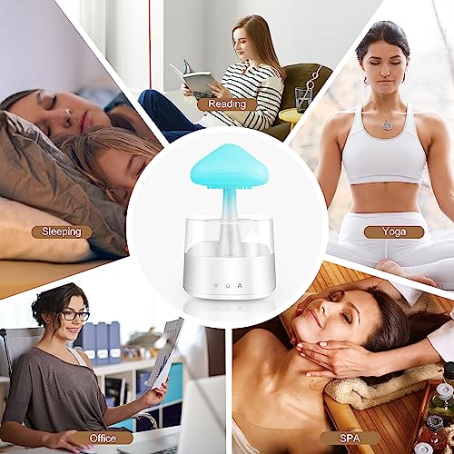 Mushroom Humidifier with Essential Oils, Night Light with 7 Changing Colors, Desk Cloud Lights Mriykio