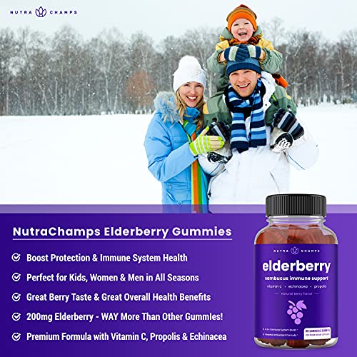 Elderberry Gummies | Sambucus Elderberry Gummies for Adults & Kids | Vitamin C NutraChamps