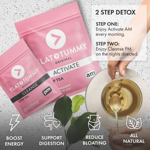 Flat Tummy Tea – 2-step, 4 Week Program – Detox Tea to Boost Energy & Reduce Bloating Flat Tummy Tea