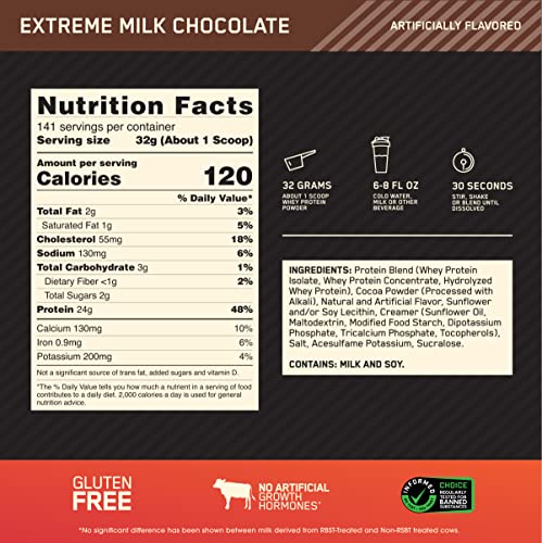 Optimum Nutrition Gold Standard 100% Whey Protein Powder, Extreme Milk Chocolate Optimum Nutrition