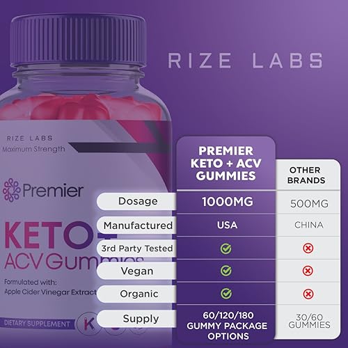 rize labs (3 Pack) Premier Keto ACV Gummies, Premier Keto Gummies for Advanced Weight rize labs