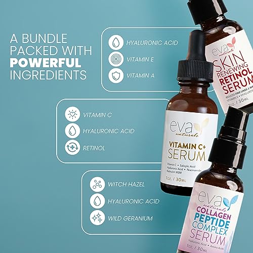 Eva Naturals Anti-Aging Serum Bundle - Vitamin C Serum, Hyaluronic Acid Serum Eva Naturals