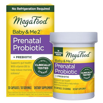 MegaFood Baby & Me 2 Prenatal Probiotic - Vegetarian Pregnancy Prebiotics and Probiotics