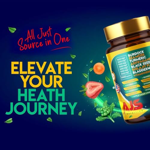 AJS Sea Moss Capsules 3200Mg, Shilajit 1000Mg with Black Seed Oil, Ashwagandha AJS Nutrition