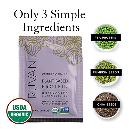 Truvani Organic Vegan Protein Powder Unflavored - 20g of Plant Based Protein, Organic Truvani
