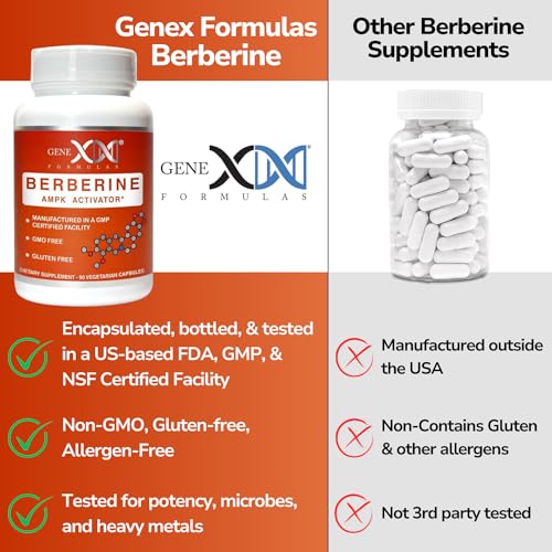 GENEX Berberine HCl 500mg (90 Capsules) | Powerful AMPK Activator, Supports Heart Genex Formulas