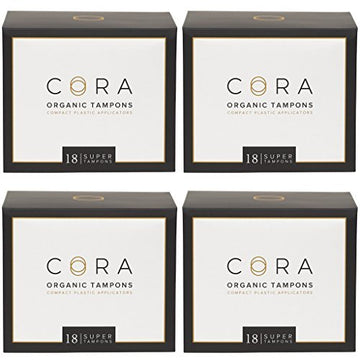 Cora Organic Applicator Tampons | Super Absorbency | 100% Organic Cotton, Unscented, BPA-Free 