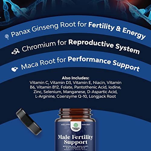 Prenatal Multivitamin Male Fertility Supplement - Mens Fertility Supplement with L-Arginine D-Aspartic Acid and Maca Root Prenatal Vitamins for Enhanced Motility Volume Potency and Fertility Support Natures Craft