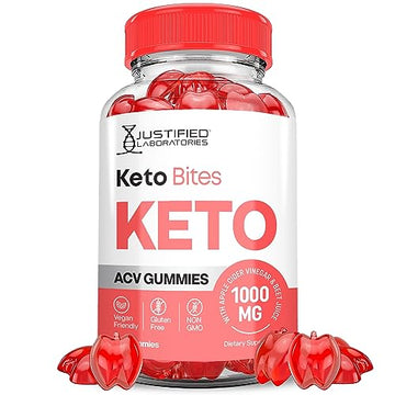 Justified Laboratories Keto Bites Keto ACV Gummies 1000MG Vegan Non GMO with Pomegranate