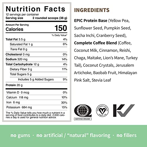 Sprout Living, Epic Protein, Plant Based Protein & Superfoods Powder, Complete Coffee Sprout Living