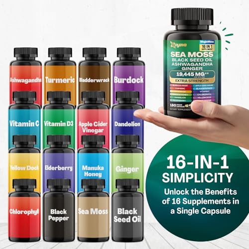 Sea Moss 7000mg Black Seed Oil 4000mg Ashwagandha 2000mg Turmeric 2000mg Zoyava