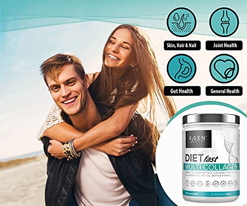 K-GEN Multi Collagen Peptides Powder Hydrolyzed Grass Fed Bovine, Wild Caught Marine | Advanced Diet Collagen Types I, III, IV & V Hyaluronic K GEN ketogenic enhancement